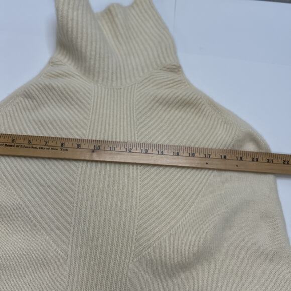 Anthropologie Moth Womens Cashmere Tunic Sweater Vest S Turtleneck Ivory Preppy - Picture 7 of 9